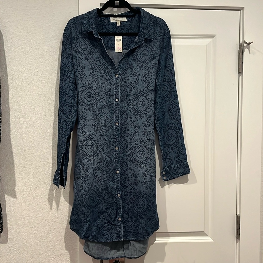 Anthropologie cloth and stone printed chambray dress - Picture 2 of 4